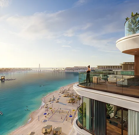 Couple on the terrace overlooking the sea